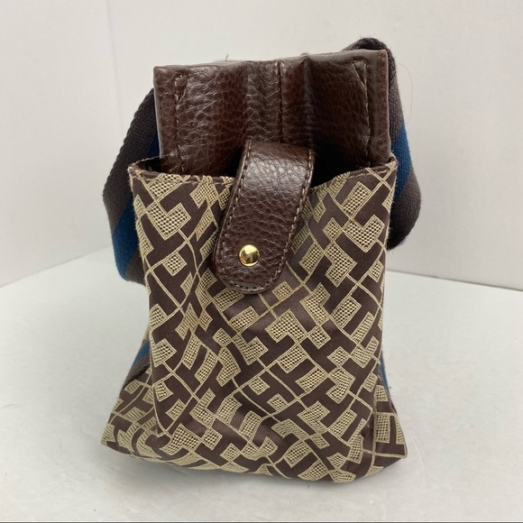 Tommy Hilfiger TH Signature Logo Brown Blue Handbag Purse Y2K - Picture 7 of 8